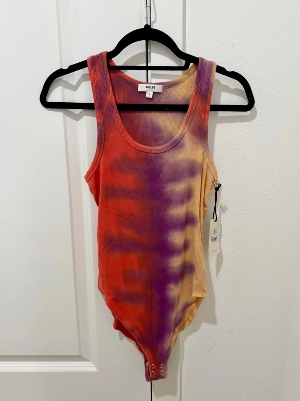 NWT AGOLDE Ribbed Tie-Dye Bodysuit in the Trip colorway - Picture 2 of 4